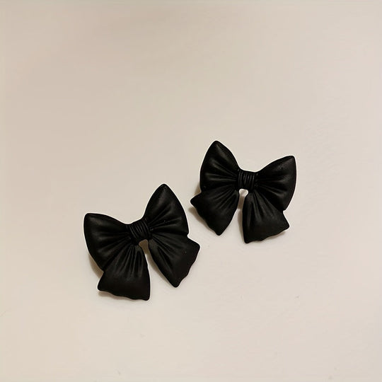 Elegant Black Bow Dangle Earrings