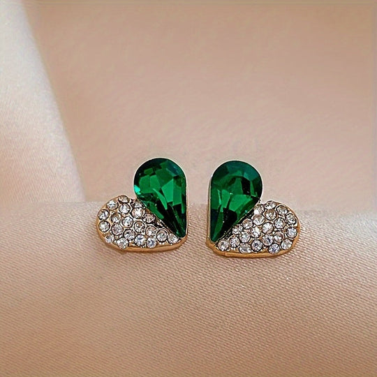 Elegant Crystal Heart-shaped Stud Earrings