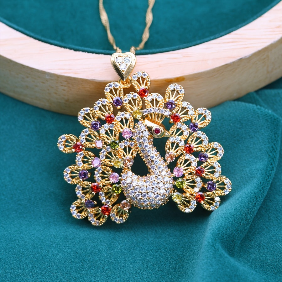 Luxury Peacock-Inspired PeaRooster Pendant Necklace