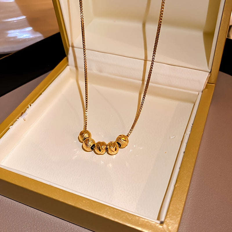 Round Beaded Golden Necklace