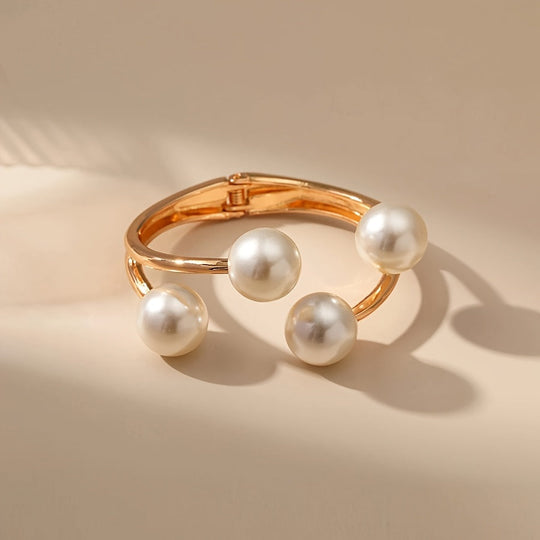 Elegant Golden-Tone Faux Pearl Bracelet