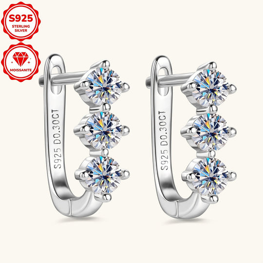 Sterling Silver Moissanite Hoop Earrings