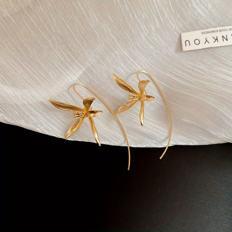 Minimalist Iris Flower Earrings
