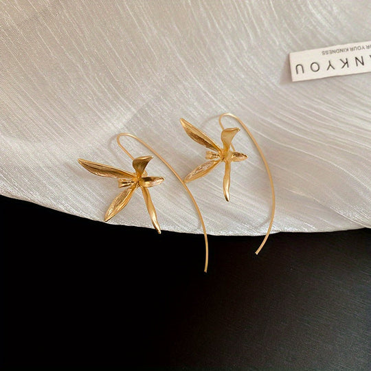 Minimalist Iris Flower Earrings