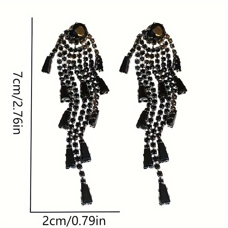 Sparkling Tassel Design Drop Earrings