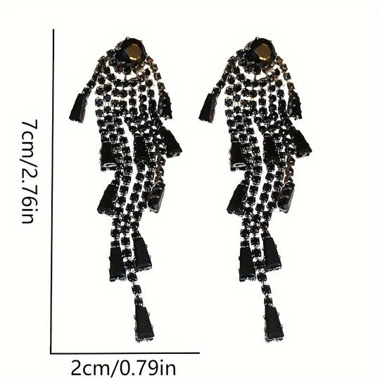 Sparkling Tassel Design Drop Earrings