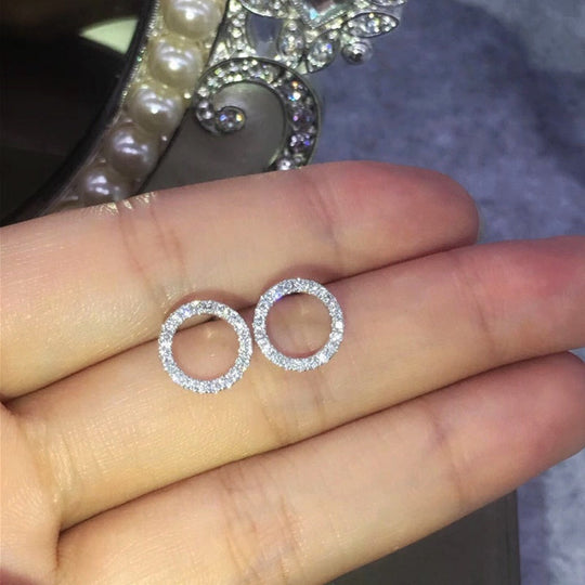 Trendy Circle Zirconia Stud Earrings