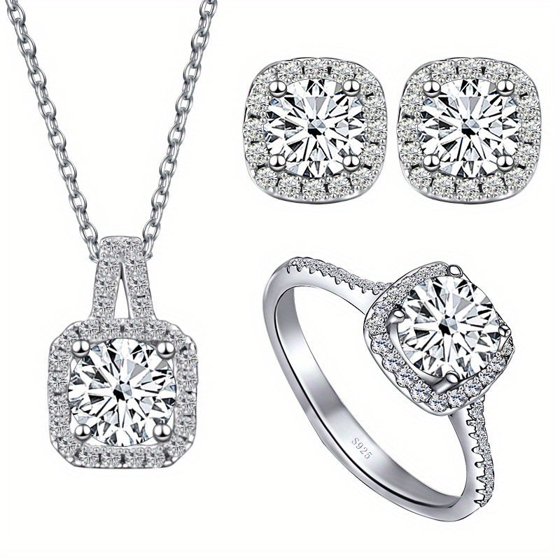 Moissanite Sterling Silver Jewelry Set