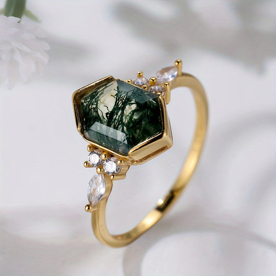 Natural Moss Agate Ring