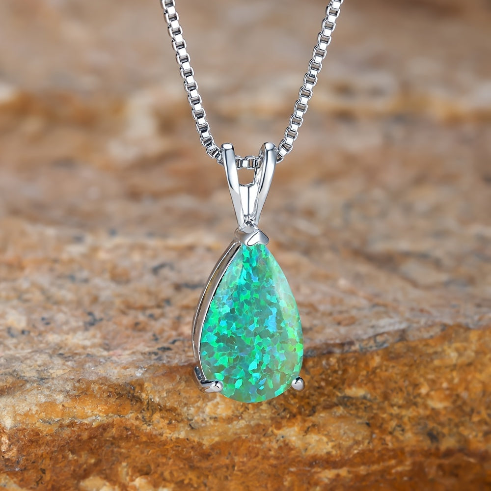 Elegant Boho Chic Opal Pendant Necklace