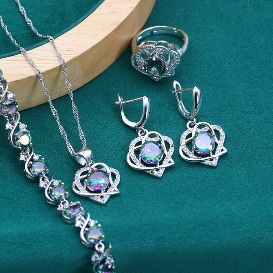 Heart-Shaped Synthetic Zirconia Jewelry Set