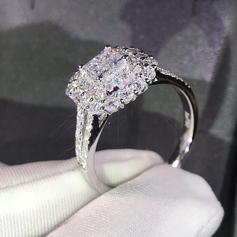 Square Halo Zirconia Bridal Ring