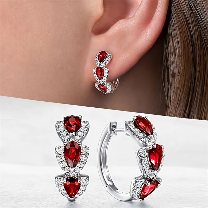 Exquisite Blue Zirconia Hoop Earrings