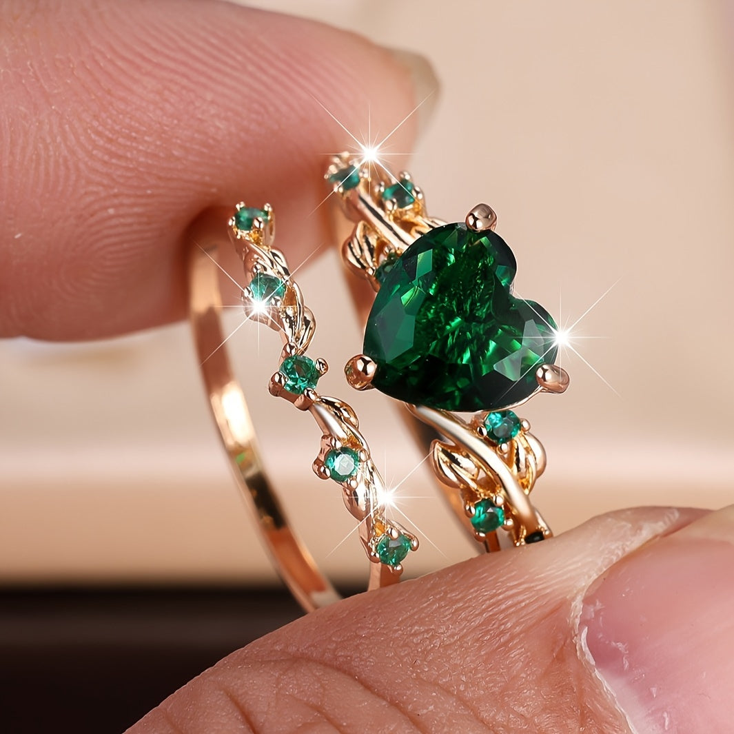 Elegant Heart Shape Ring Set