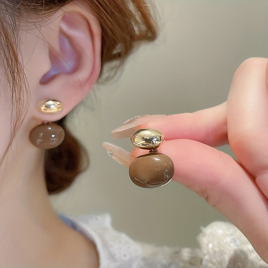 Oval Shape Enamel Dangle Earrings