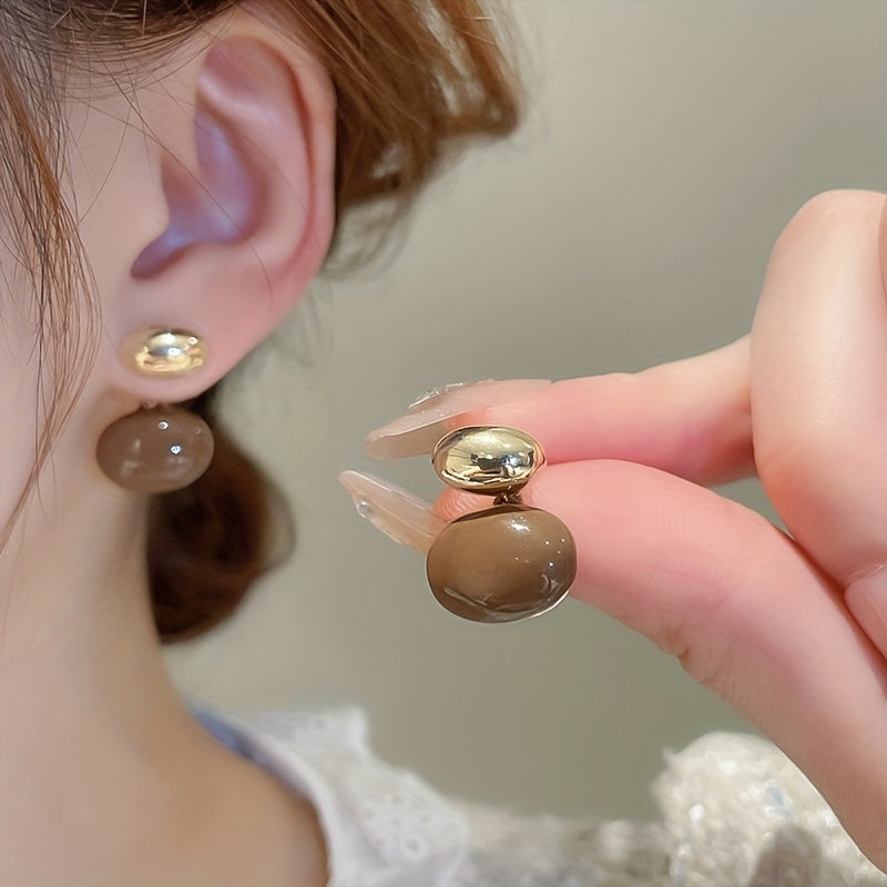 Oval Shape Enamel Dangle Earrings
