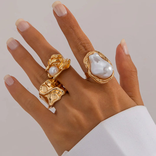 Florens - Onda Pearl Ring Set (3-Pack)