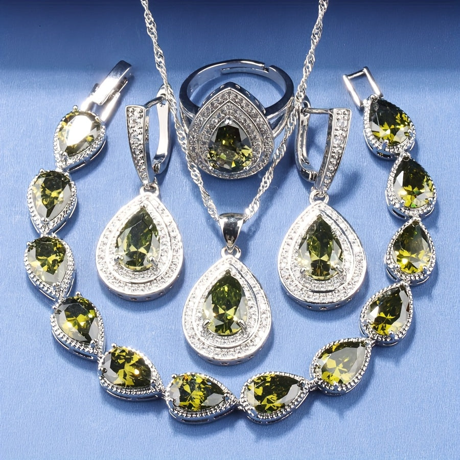 5pcs Plated Silvery Trendy Jewelry Set