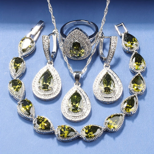 5pcs Plated Silvery Trendy Jewelry Set