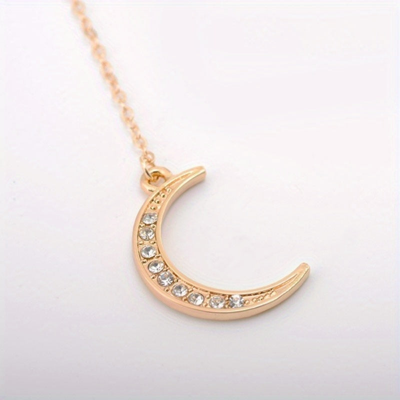 Water Droplet & Moon Pendant Necklace