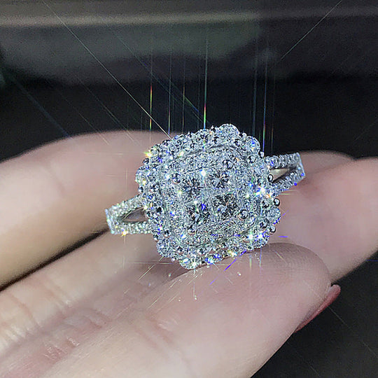 Square Halo Zirconia Bridal Ring
