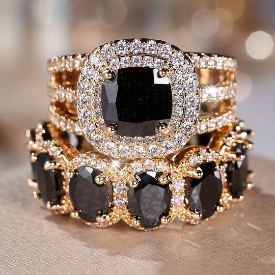 2-Piece Fashionable Synthetic Zirconia Ring