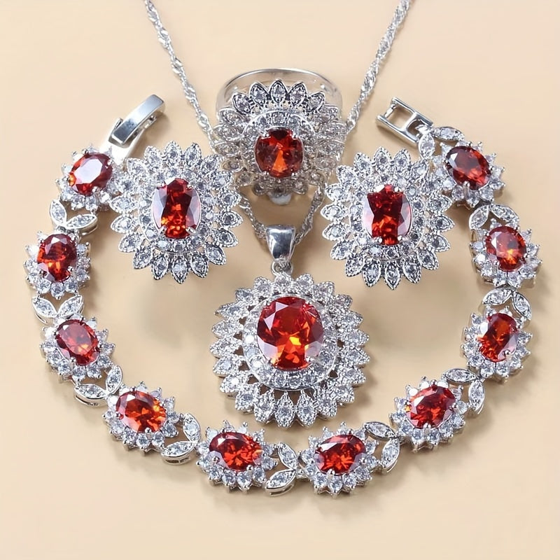 5pcs Sunflower Zirconia Jewelry Set – Earrings
