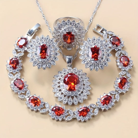 5pcs Sunflower Zirconia Jewelry Set – Earrings