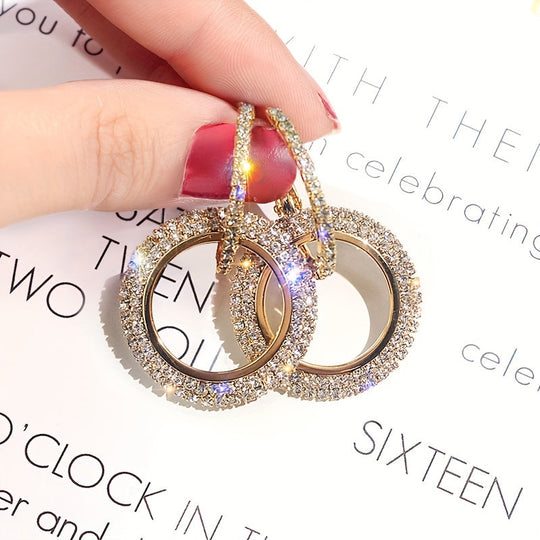 Hollow Circle Pendant Hoop Earrings