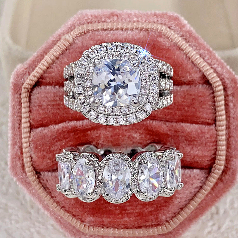 2pcs Luxury Zirconia Wedding Band Set