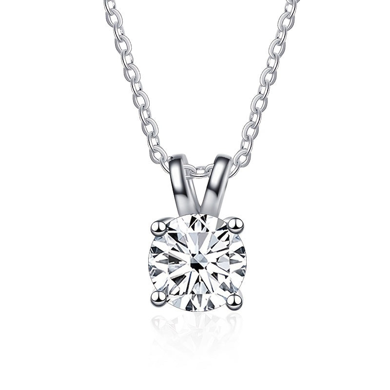 Round Cut Shiny Moissanite Pendant Necklace