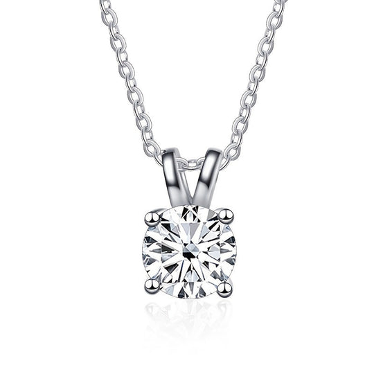 Round Cut Shiny Moissanite Pendant Necklace