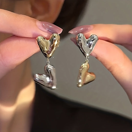 Glossy Heart Design Dangle Earrings