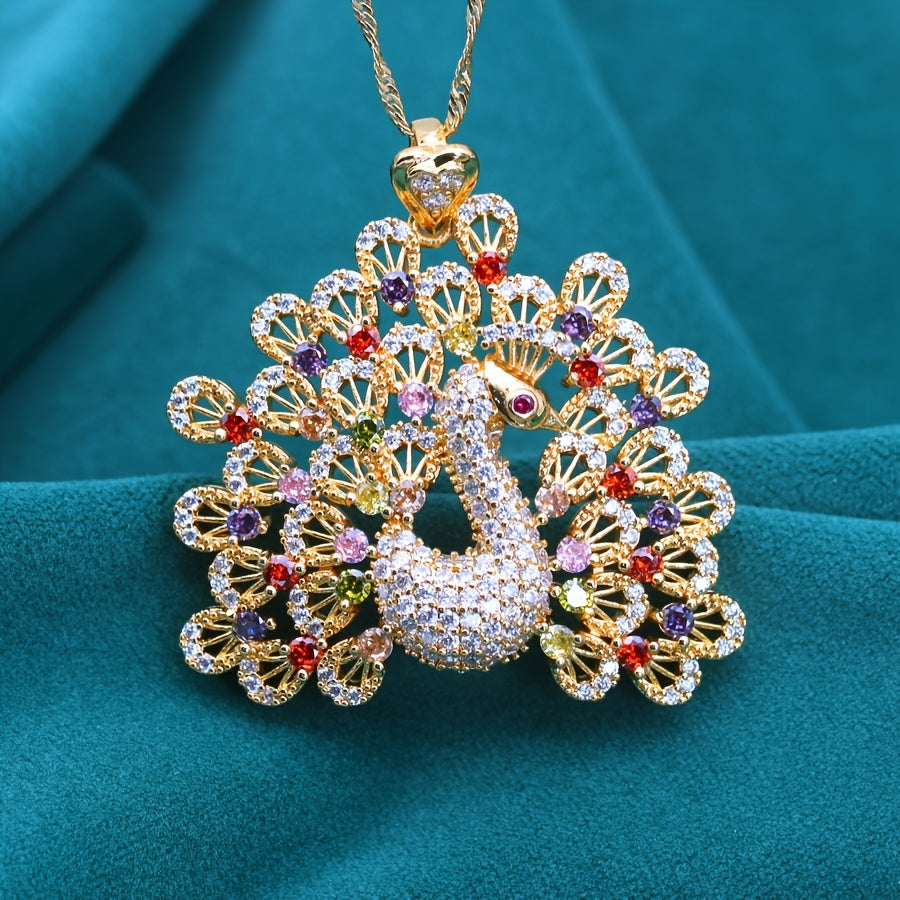 Luxury Peacock-Inspired PeaRooster Pendant Necklace