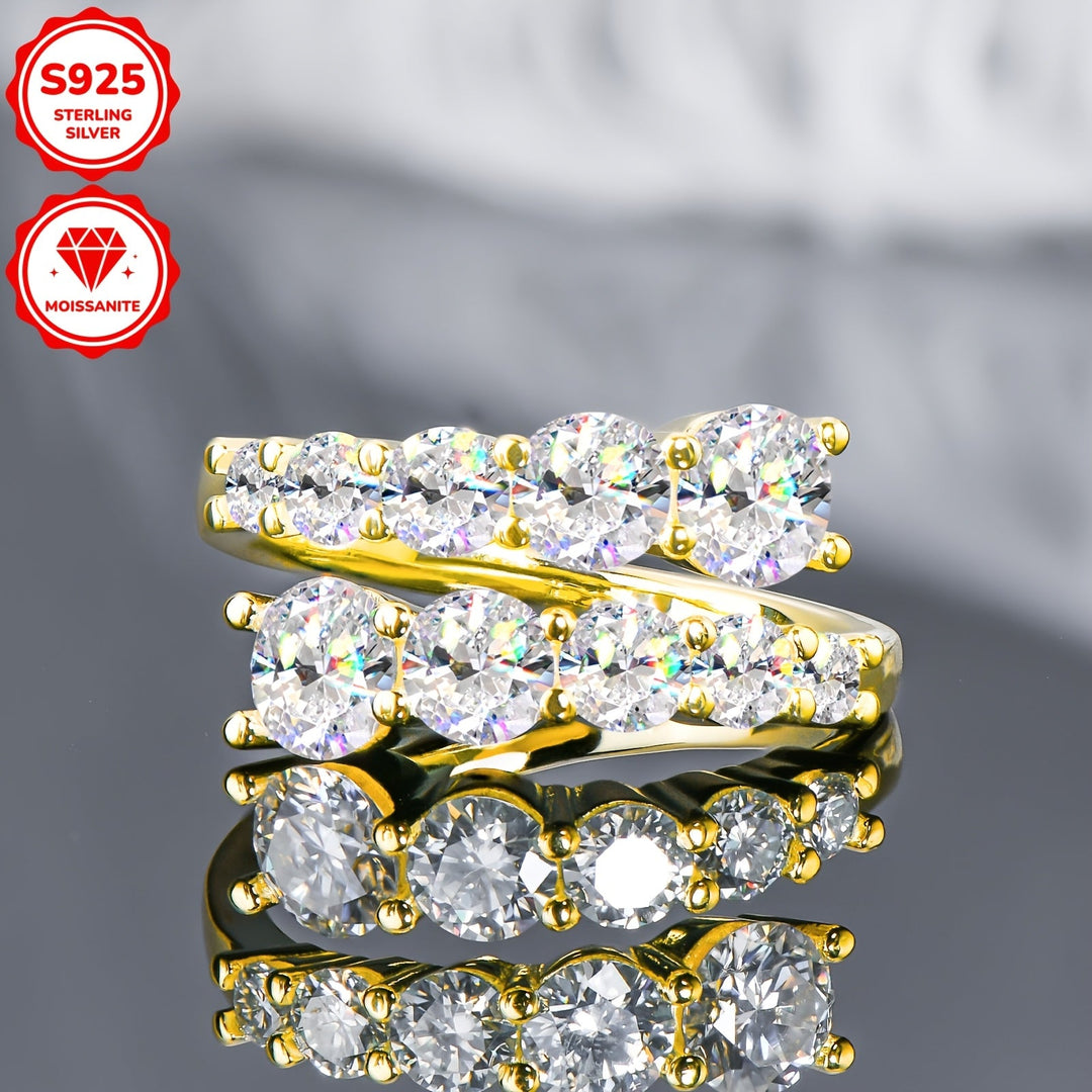 Round Moissanite Double-Headed Band Ring