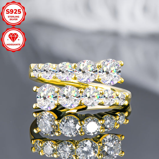Round Moissanite Double-Headed Band Ring