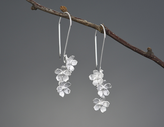 Forget-me-not Flower Long Dangle Earrings