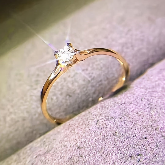Inlaid White Zirconia 925 Silver Ring