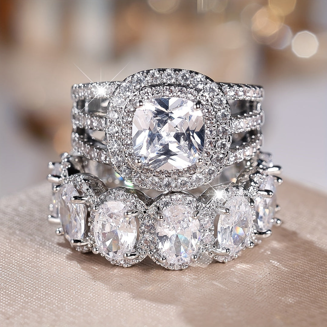 2-Piece Fashionable Synthetic Zirconia Ring