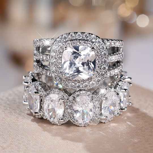 2-Piece Fashionable Synthetic Zirconia Ring