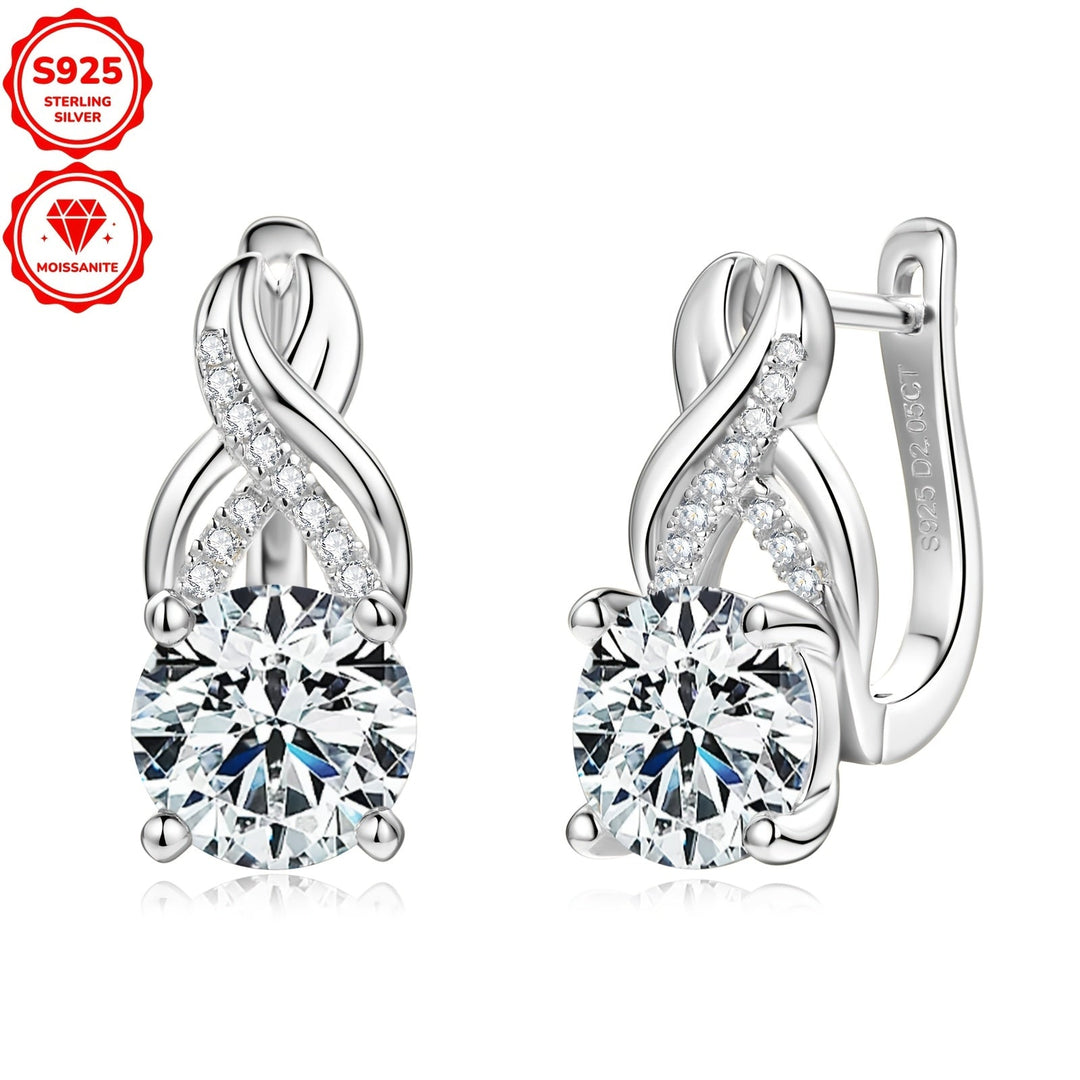 Round Silvery 8mm Moissanite Earrings