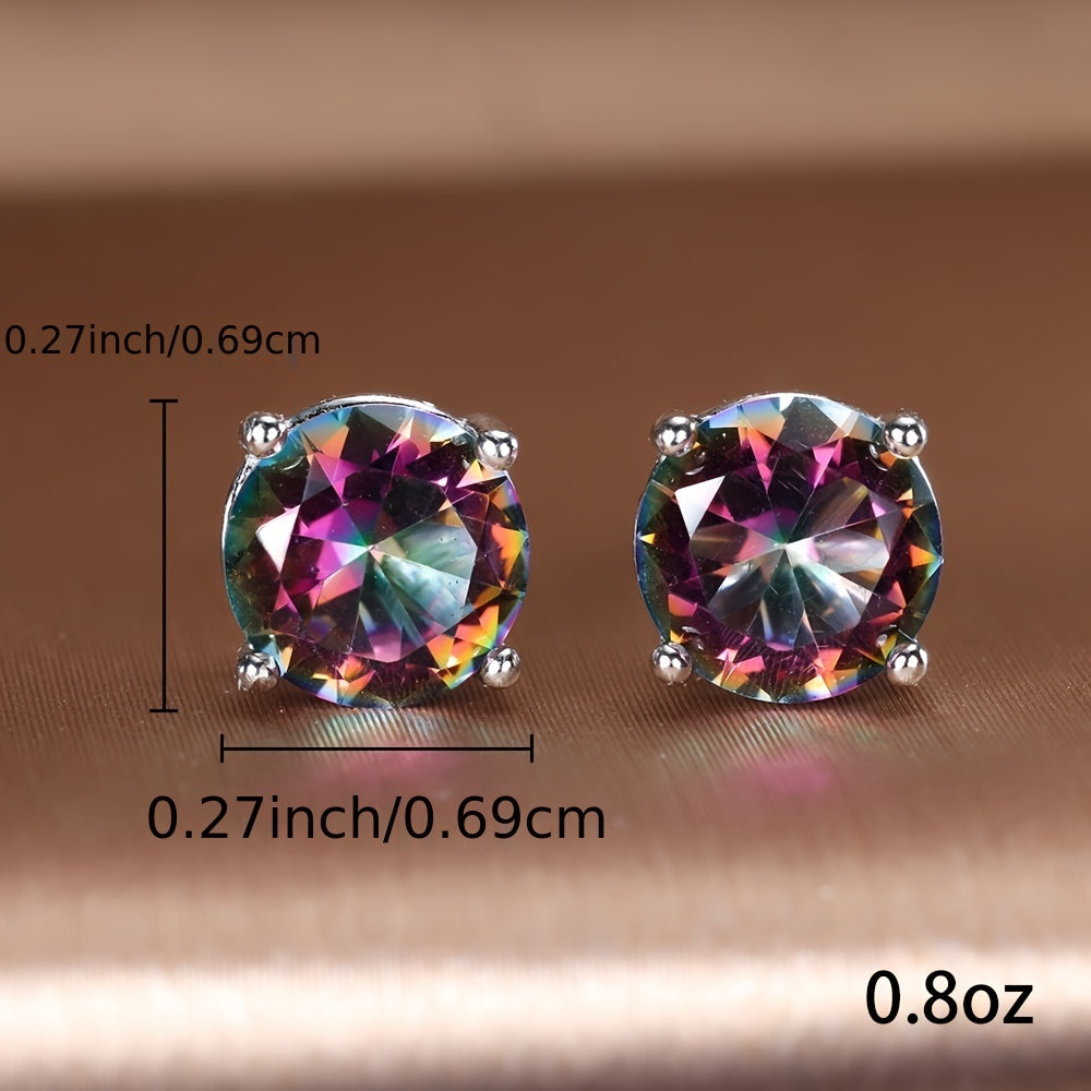 Rainbow Topaz Stud Earrings