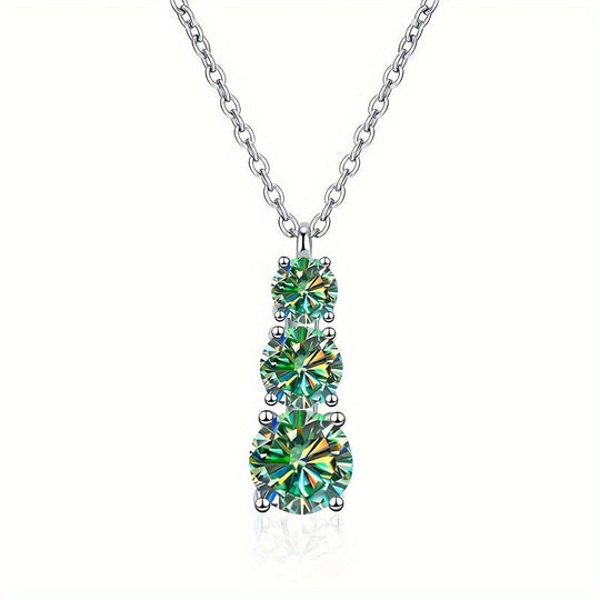 Full Moissanite Pendant Silver Necklace