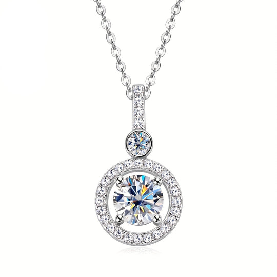 Single Strand Moissanite Pendant Necklace