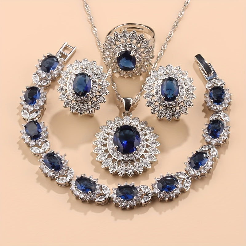 5pcs Sunflower Zirconia Jewelry Set – Earrings