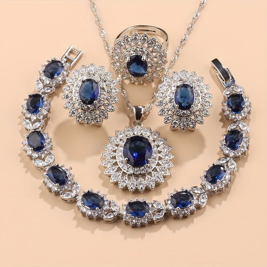 5pcs Sunflower Zirconia Jewelry Set – Earrings