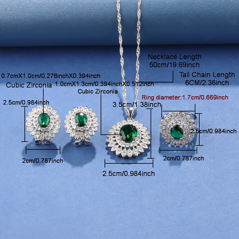 4-Piece Sunflower Zirconia Jewelry Set