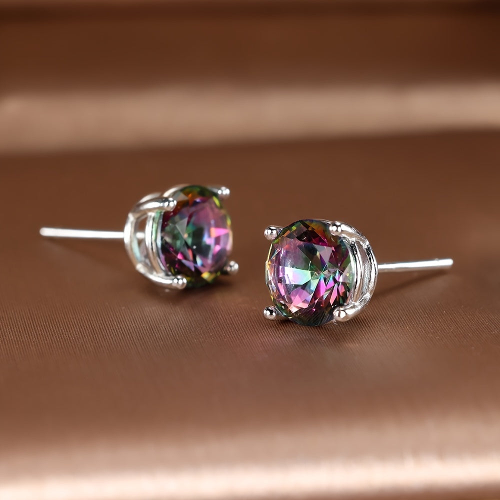 Rainbow Topaz Stud Earrings