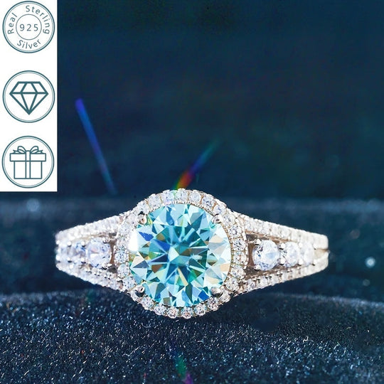 Luxury Blue Moissanite Ring