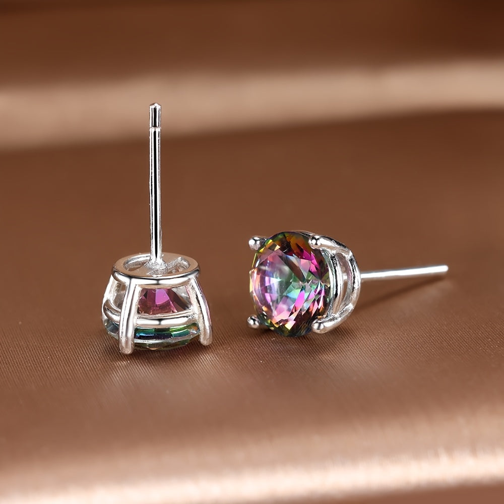 Rainbow Topaz Stud Earrings